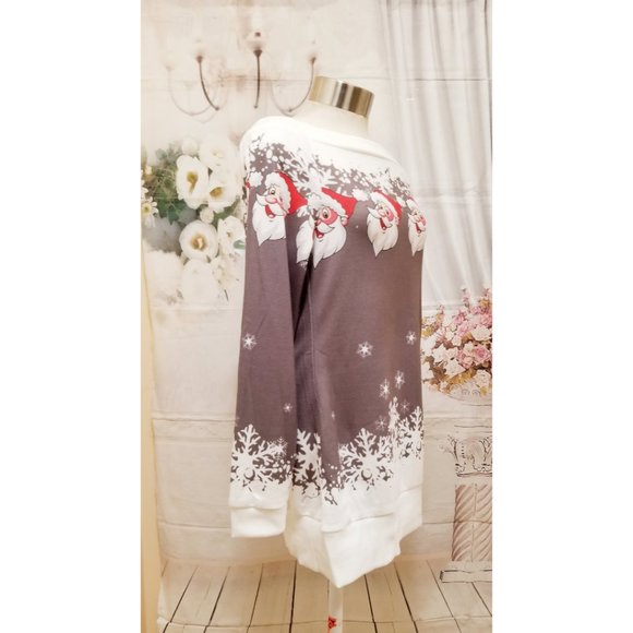 Christmas Women Jumper Sweater Off Shoulder Long Sleeve Pullover Top Sweatshirt - Picture 6 of 10